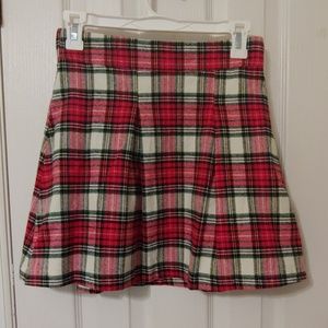 Red & Green Plaid Skirt